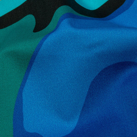 Stretch Cotton Sateen - Blue Abstract - Seen and Unseen Print - Mood Exclusive Groove Collection