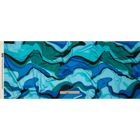 Stretch Cotton Sateen - Blue Abstract - Seen and Unseen Print - Mood Exclusive Groove Collection