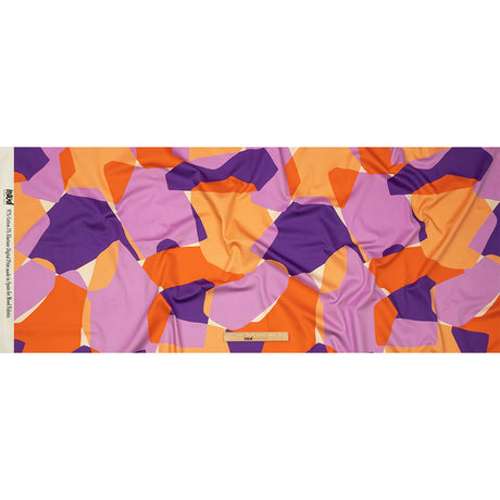 Stretch Cotton Sateen - Purple and Orange Geometric - Gemstone Jubilee Print - Mood Exclusive Groove Collection