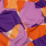 Stretch Cotton Sateen - Purple and Orange Geometric - Gemstone Jubilee Print - Mood Exclusive Groove Collection