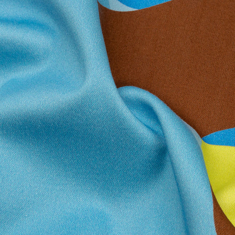 Stretch Cotton Sateen - Blue and Yellow Geometric - Gemstone Jubilee Print - Mood Exclusive Groove Collection