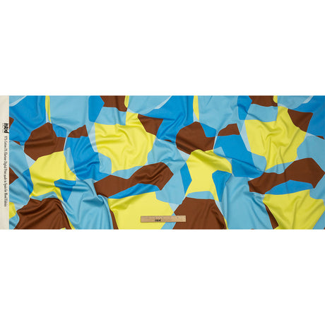 Stretch Cotton Sateen - Blue and Yellow Geometric - Gemstone Jubilee Print - Mood Exclusive Groove Collection