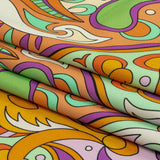 Stretch Cotton Sateen - Orange Paisley Diamonds - Bejeweled Blaze Print - Mood Exclusive Groove Collection