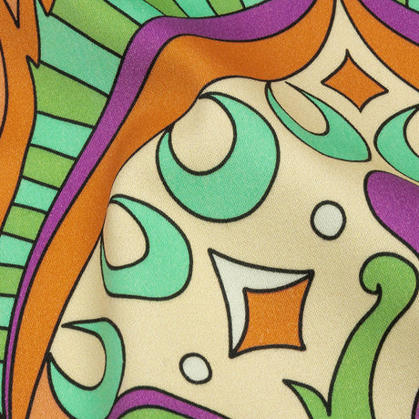 Stretch Cotton Sateen - Orange Paisley Diamonds - Bejeweled Blaze Print - Mood Exclusive Groove Collection