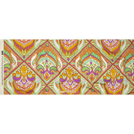 Stretch Cotton Sateen - Orange Paisley Diamonds - Bejeweled Blaze Print - Mood Exclusive Groove Collection