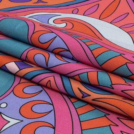 Stretch Cotton Sateen - Pink Paisley Diamonds - Bejeweled Blaze Print - Mood Exclusive Groove Collection