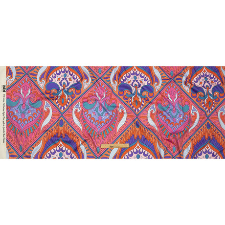Stretch Cotton Sateen - Pink Paisley Diamonds - Bejeweled Blaze Print - Mood Exclusive Groove Collection