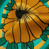 Stretch Cotton Sateen - Yellow and Teal Floral Ogees - Sunrise Divine Print - Mood Exclusive Groove Collection