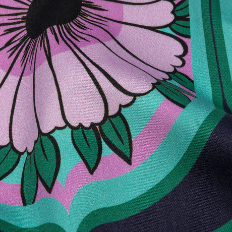 Stretch Cotton Sateen - Lavender and Teal Floral Ogees - Sunrise Divine Print - Mood Exclusive Groove Collection