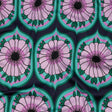 Stretch Cotton Sateen - Lavender and Teal Floral Ogees - Sunrise Divine Print - Mood Exclusive Groove Collection
