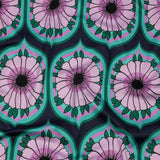 Stretch Cotton Sateen - Lavender and Teal Floral Ogees - Sunrise Divine Print - Mood Exclusive Groove Collection