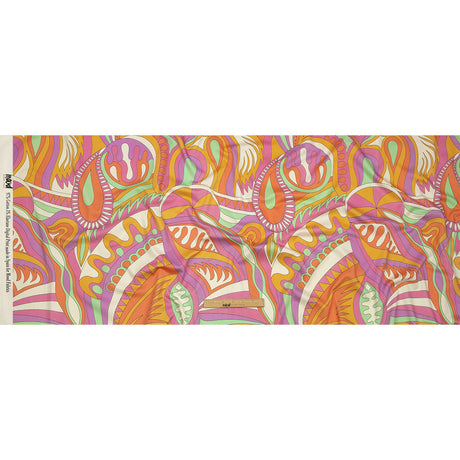 Stretch Cotton Sateen - Purple, Pink and Orange Paisley and Abstract - Surf City Psychedelia Print - Mood Exclusive Groove Collection