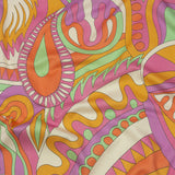 Stretch Cotton Sateen - Purple, Pink and Orange Paisley and Abstract - Surf City Psychedelia Print - Mood Exclusive Groove Collection