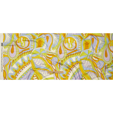 Stretch Cotton Sateen - Lime, Blue and Brown Paisley and Abstract - Surf City Psychedelia Print - Mood Exclusive Groove Collection