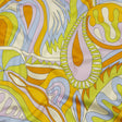 Stretch Cotton Sateen - Lime, Blue and Brown Paisley and Abstract - Surf City Psychedelia Print - Mood Exclusive Groove Collection