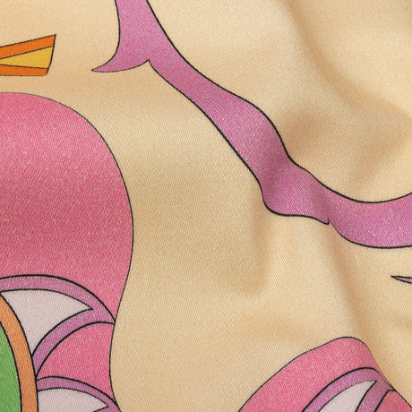 Stretch Cotton Sateen - Orange and Pink Abstract - Festival Daydreams Print - Mood Exclusive Groove Collection
