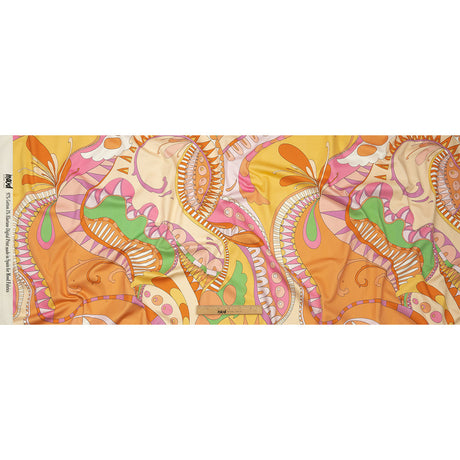 Stretch Cotton Sateen - Orange and Pink Abstract - Festival Daydreams Print - Mood Exclusive Groove Collection