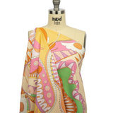 Stretch Cotton Sateen - Orange and Pink Abstract - Festival Daydreams Print - Mood Exclusive Groove Collection