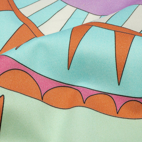 Stretch Cotton Sateen - Blue and Mint Abstract - Festival Daydreams Print - Mood Exclusive Groove Collection