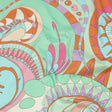 Stretch Cotton Sateen - Blue and Mint Abstract - Festival Daydreams Print - Mood Exclusive Groove Collection