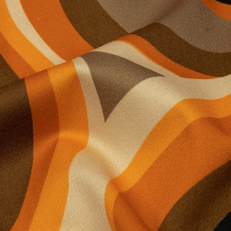 Stretch Cotton Sateen - Brown and Orange Abstract - Lava Flows Print - Mood Exclusive Groove Collection