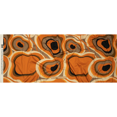 Stretch Cotton Sateen - Brown and Orange Abstract - Lava Flows Print - Mood Exclusive Groove Collection
