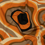 Stretch Cotton Sateen - Brown and Orange Abstract - Lava Flows Print - Mood Exclusive Groove Collection