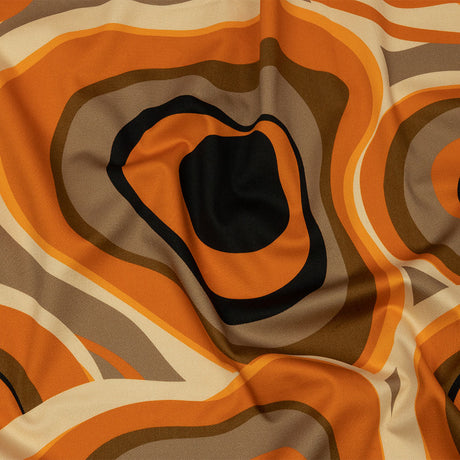 Stretch Cotton Sateen - Brown and Orange Abstract - Lava Flows Print - Mood Exclusive Groove Collection