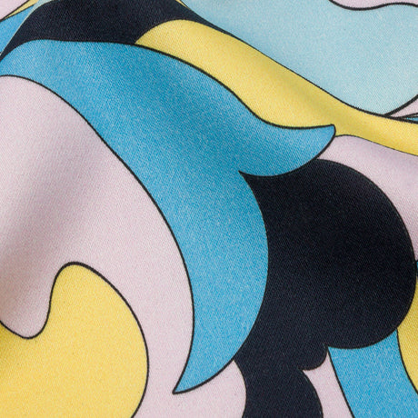 Stretch Cotton Sateen - Blue, Pink and Yellow Abstract - Magical Mystery Print - Mood Exclusive Groove Collection