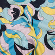 Stretch Cotton Sateen - Blue, Pink and Yellow Abstract - Magical Mystery Print - Mood Exclusive Groove Collection