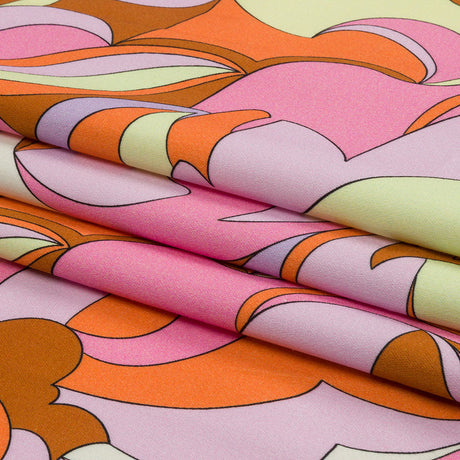 Stretch Cotton Sateen - Purple, Orange and Brown Abstract - Magical Mystery Print - Mood Exclusive Groove Collection