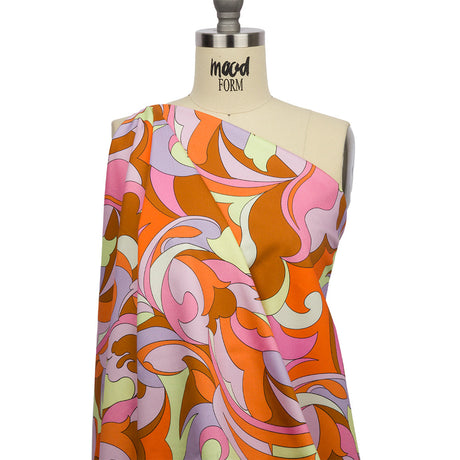 Stretch Cotton Sateen - Purple, Orange and Brown Abstract - Magical Mystery Print - Mood Exclusive Groove Collection
