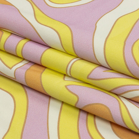 Stretch Cotton Sateen - Light Purple and Yellow Abstract - Carnival Candy Print - Mood Exclusive Groove Collection
