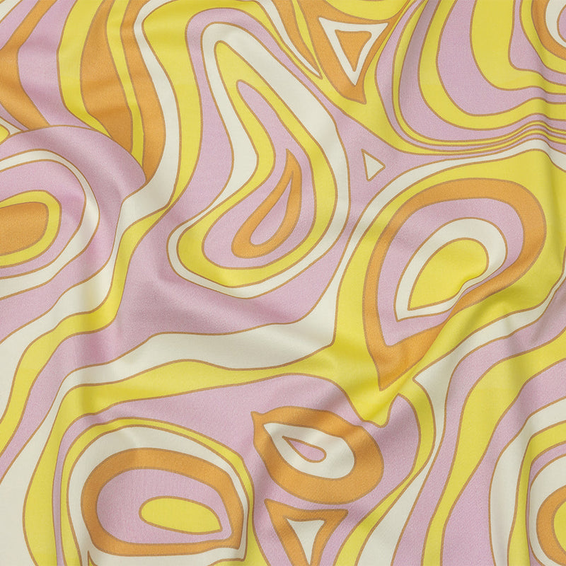 Stretch Cotton Sateen - Light Purple and Yellow Abstract - Carnival Candy Print - Mood Exclusive Groove Collection