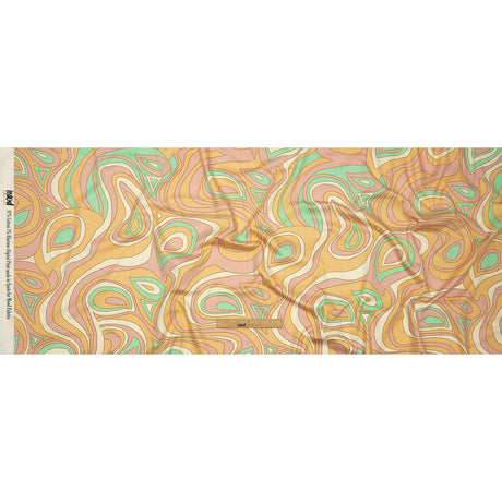 Stretch Cotton Sateen - Light Green, Orange and Pink Abstract - Carnival Candy Print - Mood Exclusive Groove Collection