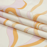 Stretch Cotton Sateen - White, Orange and Lavender Ribbons - Free Spirit Print - Mood Exclusive Groove Collection