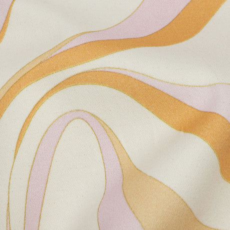 Stretch Cotton Sateen - White, Orange and Lavender Ribbons - Free Spirit Print - Mood Exclusive Groove Collection