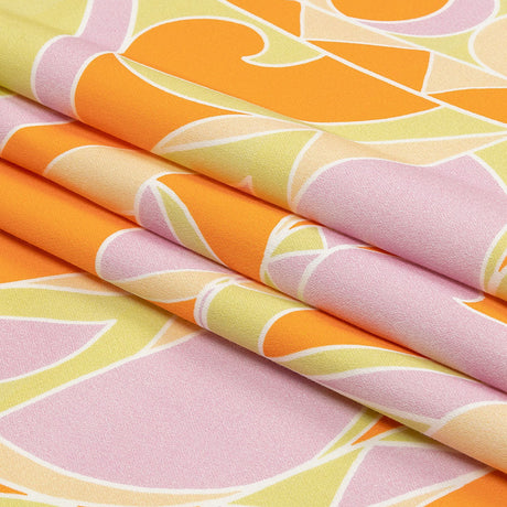 Stretch Cotton Sateen - Orange, Green and Purple Abstract - All Summer Long Print - Mood Exclusive Groove Collection