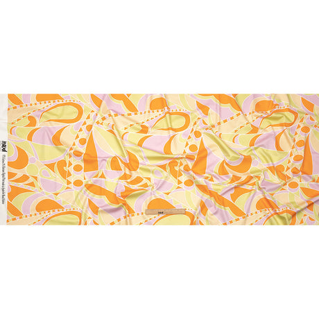 Stretch Cotton Sateen - Orange, Green and Purple Abstract - All Summer Long Print - Mood Exclusive Groove Collection