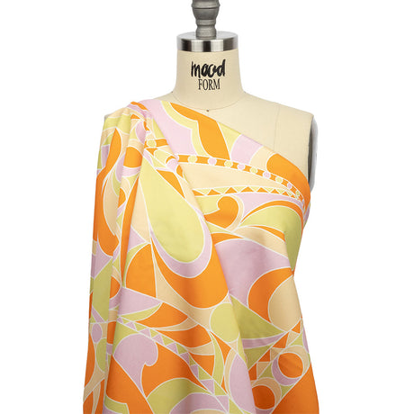 Stretch Cotton Sateen - Orange, Green and Purple Abstract - All Summer Long Print - Mood Exclusive Groove Collection