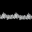 White Floral Beaded Bridal Lace Trim with Metallic Silver Cording - 2.5"
