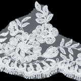 White Scalloped Floral Beaded and Corded Bridal Lace Trim - 3.5"