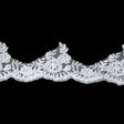 White Scalloped Floral Beaded and Corded Bridal Lace Trim - 3.5"