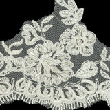 Off White Scalloped Floral Beaded and Corded Bridal Lace Trim - 3.5"