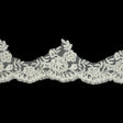 Off White Scalloped Floral Beaded and Corded Bridal Lace Trim - 3.5"