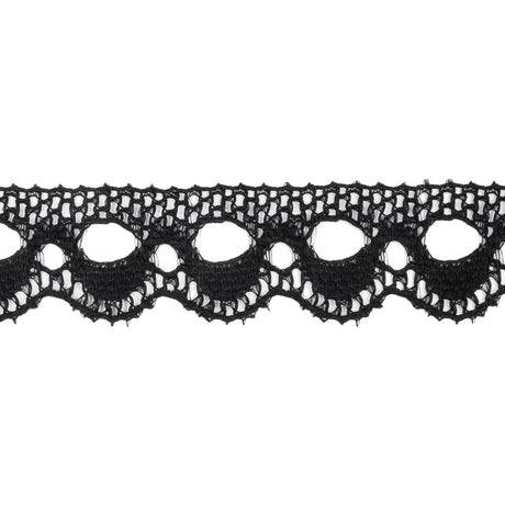 Black Scalloped Raschel Lace Trim - 0.75"