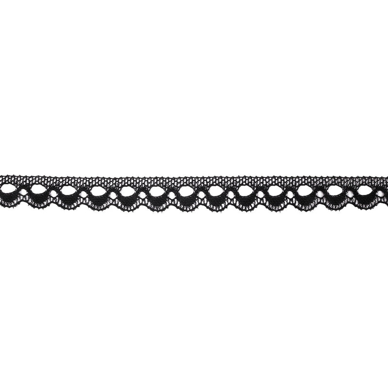 Black Scalloped Raschel Lace Trim - 0.75"