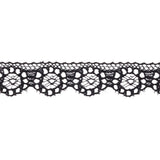 Black Floral Wheels Scalloped Raschel Lace Trim - 0.625"