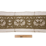 Olive Brown and Beige Abstract Floral Embroidered Lace Trim - 7"