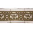 Olive Brown and Beige Abstract Floral Embroidered Lace Trim - 7"